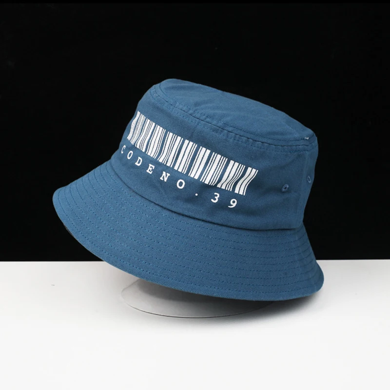 

New design spring autumn cotton unisex bar code print simple ease match artistic casual outing fisherman hats basin bucket hat