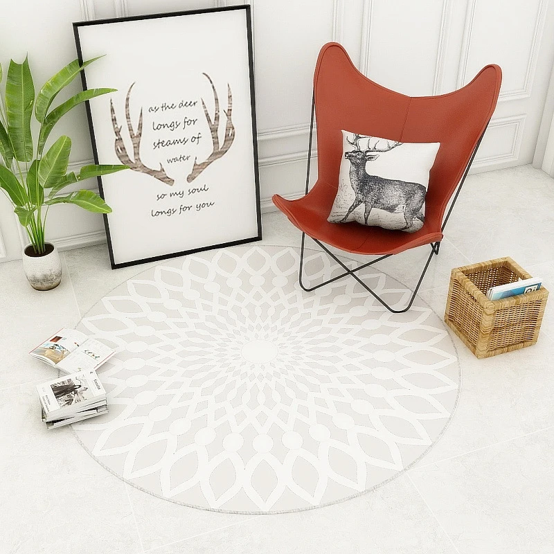 Круглый 3D коврик для гостиной с геометрическим рисунком, компьютерный коврик для стула, детский коврик для спальни, нескользящий коврик для ванной комнаты