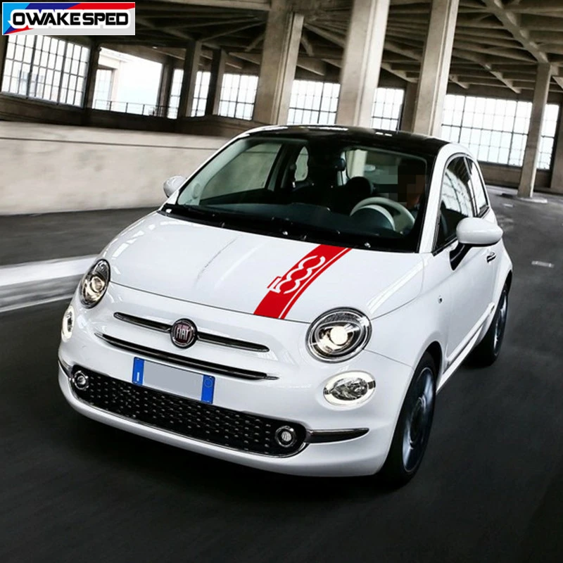 Car Hood Bonnet Sport Sticker For-Fiat 500 Auto Engine Cover Stripes Auto Body Decor Vinyl Decals Exterior Accessories (1)