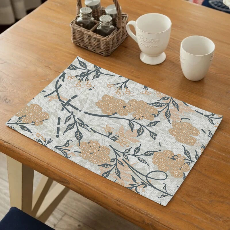 TTLIFE Flower Pattern Placemat for Dining Table Bowl Cup Pads Durable Drink Coasters Tea Party Decorations Kitchen Accessories