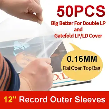 

50pcs 12" OPP Record LP LD Record Plastic Bags Anti-static Record Sleeves Protective Clear Cover Container Double-side 0.16 MM