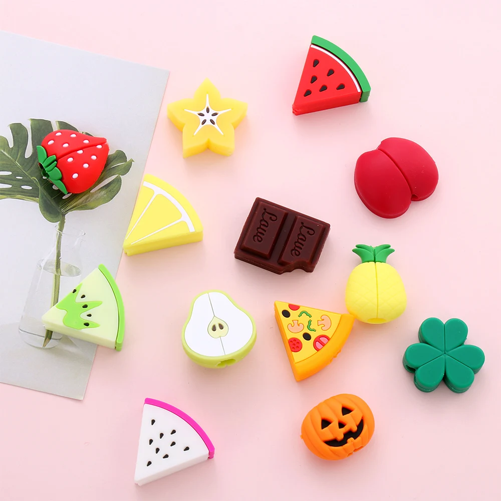 

Soft Cute Cartoon Fruit Cable Bite Phone Charger Protector Cord Data Line Cover Smartphone Wire Accessories Pizza/Lemon/Kiwi