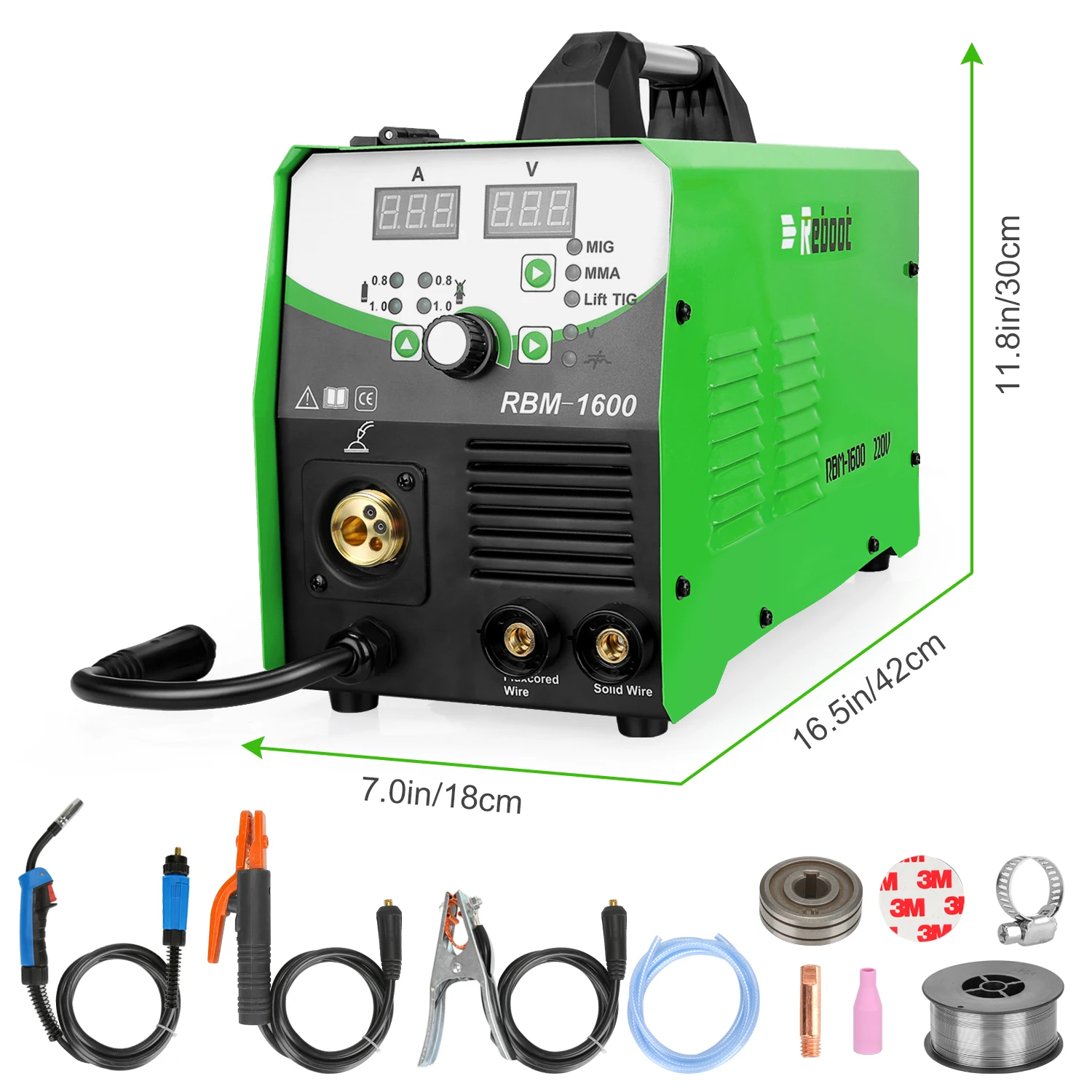 REBOOT MIG Welder MIG160 AC220V 1KG/5KG Gas/Gasless MIG/Stick/Lift TIG Welder 4 in 1 Flux Core  MIG Inverter Welding Machine