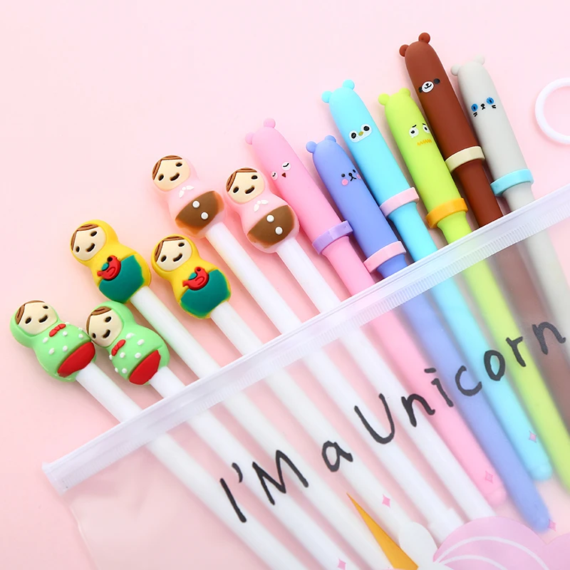 12 шт./компл.; красивый комплект одежды гелевая ручка Kawaii Унесенные призраками с изображением черного кота, офисные школьные Чехол для мобильного телефона в стиле "Bts аксессуар стационарный вещь Материал Карандаш Чехол сумка - Цвет: 17