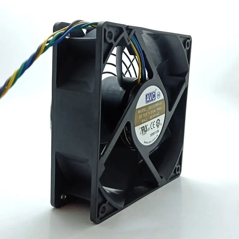 

AVC 120mm 12038 12V Dual Ball Bearing High Speed CFM Miner Mining Cooling Fan PWM 4Pin 4P 4Wire 12cm DS12038B12U 5000RPM