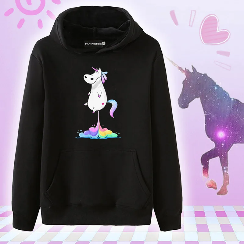 Harajuku Радуга толстовки с единорогом женские графические толстовки Unicornio милые зимние крутые толстовки женские