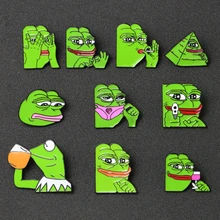 Sapo Kermit sapo Broche Pin Sorriso Triste Pepe Pepe Meme Emblema Do Esmalte Da Cultura Pop Jóias do Menino Animal Dos Desenhos Animados Emoji clube Por Atacado(China)