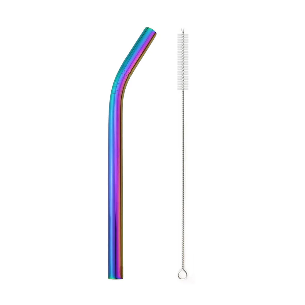 Rainbow 2pcs 215 12m 5 шт./компл. металлические многоразовые, для питья соломы 304 соломка из нержавеющей стали шириной 12 мм соломенная Экологичная солома с чистящей щеткой соломенная коробка - Цвет: Rainbow 2pcs 215 12m
