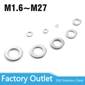 

1/50/100pcs GB97 A2 304 Stainless Steel Flat Washer Plain Gasket for M1.6 M2 M2.5 M3 M4 M5 M6 M8 M10 M12 M16 M20 M24 Screw Bolt