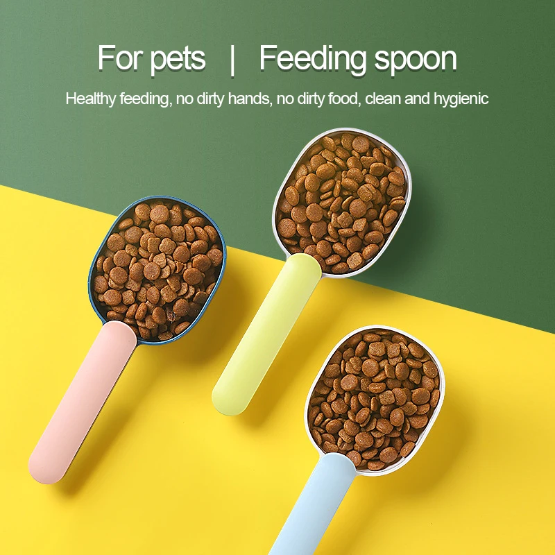 Mutlifunction Pet Cat Dog Food Shovel 5 Colors Feeding Scoop Spoon