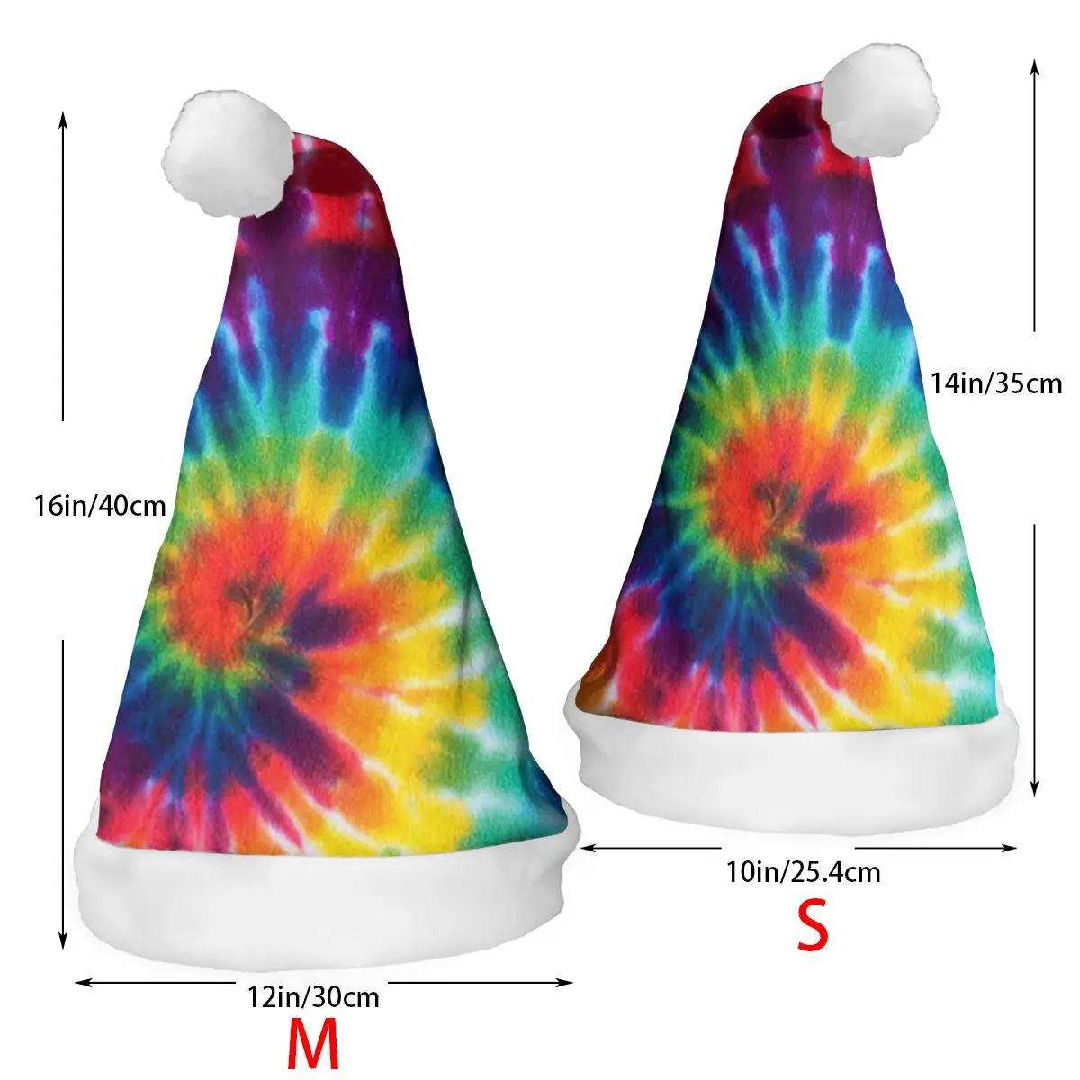 Шляпа Санта-Клауса с принтом пиццы Tie-Dye персонализированные шапочки для рождественской вечеринки с плюшевой отделкой для взрослых детей, реквизит для дома на Рождество
