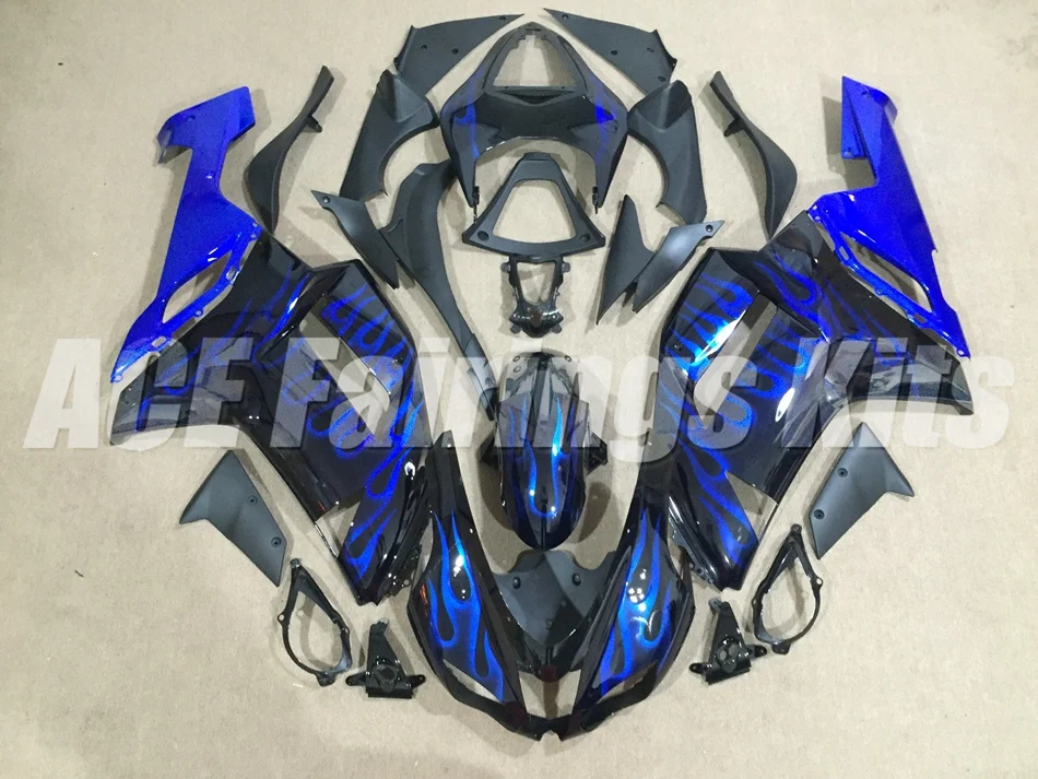 

New ABS Full fairing kit Fit for Kawasaki ZX6R 2007 2008 motorcycle fairings ZX-6R 07 08 Ninja 636 blue Flame bodywork set