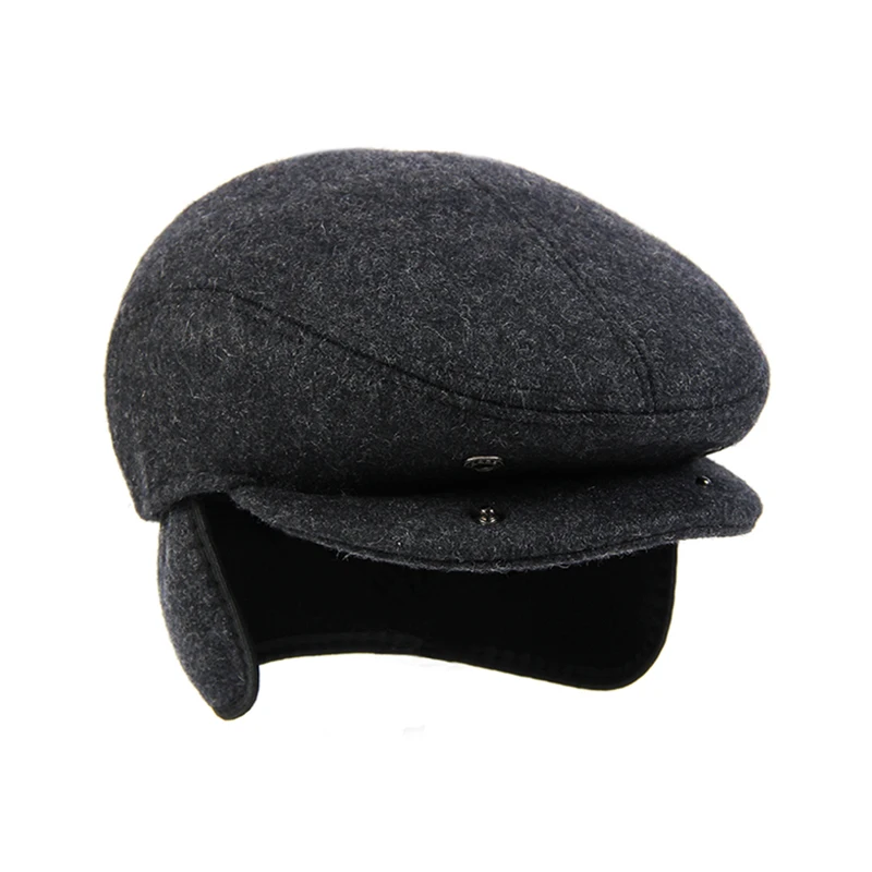 Winter Bomber Hat for Elderly Men Earflap Hats Thick Warm Wool Plush Russian Ushanka Father Outdoor Sports Snow Ski Caps Trapper