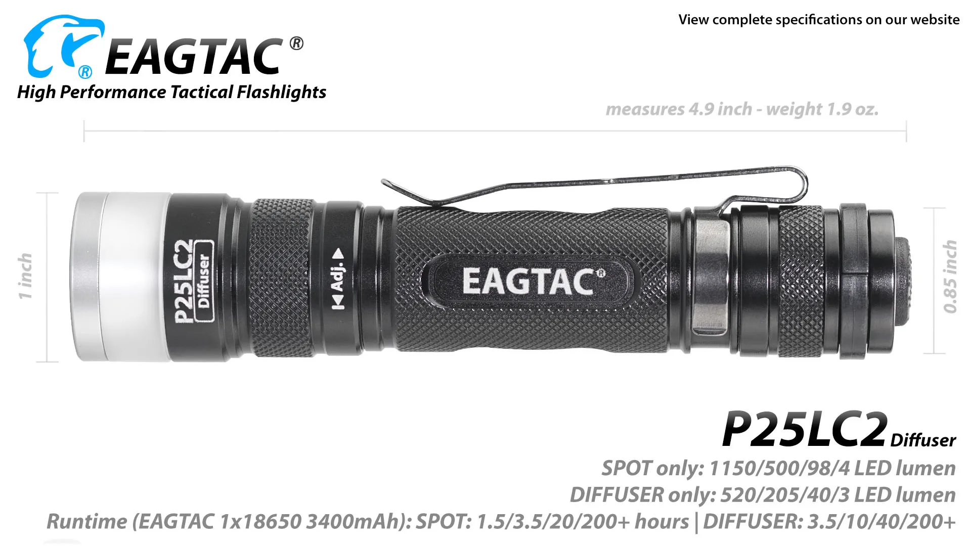 EAGTAC P25LC2 диффузор XML2 точечный прожектор светильник супер яркий светодиодный светильник-вспышка CW NW 18650 CR123A батарея