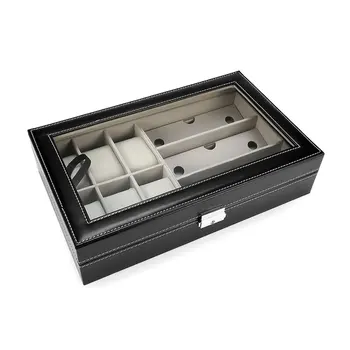 

Multifunctional Watch Display Storage Box Glasses Organizer Watch Showcase Tray Box With Flip Cover 65291021A