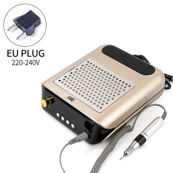 EU Plug 2 в 1, 25000 об/мин, электрическая дрель для ногтей, пылесборник для ногтей, вентилятор, пылесос с 6 типами, сверла для ногтей, Маникюрный Инструмент - Цвет: EU Plug