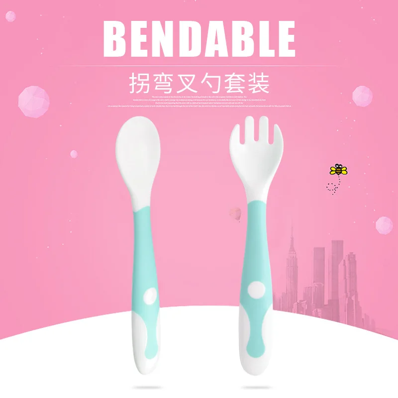 Shilly Spoon Fork Infants Feeding Tableware Set fu shi shao Infant Baby Feeding Spoon Kit Customizable Logo