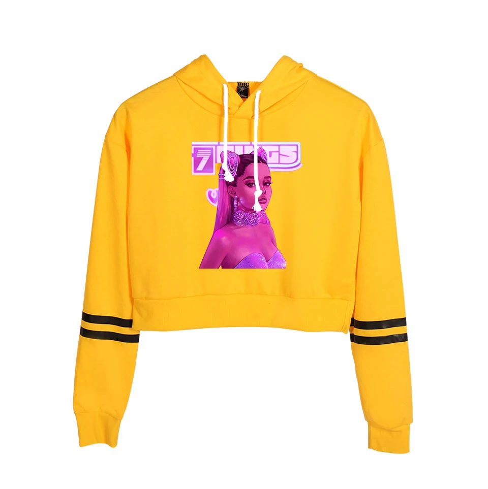 Hot Ariana Grande crop Top Hoodies women Fashion Cotton Harajuku Autumn Women's/girl's Hoodies And orange Sweatshirt
