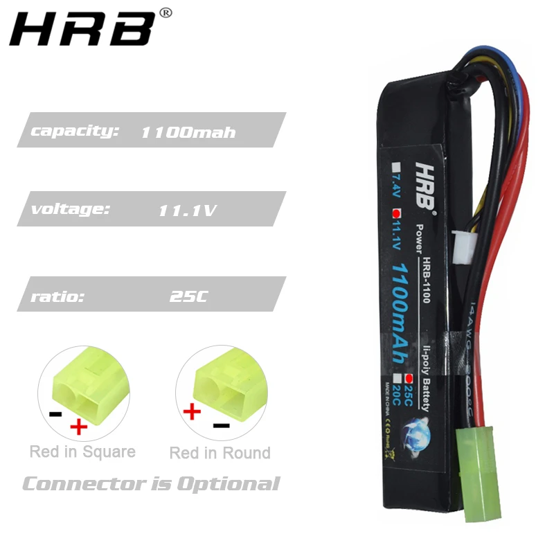 Водяной пистолет HRB Lipo аккумулятор 3S 2S 7 4 В 11 1 1100 мАч 25C разъем Тамия AKKU Mini Airsoft BB