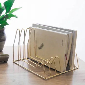 

Gold Creative Metal Bookends Book Support Stand Study Management Rack Desk Organizer Storage Holder Shelf