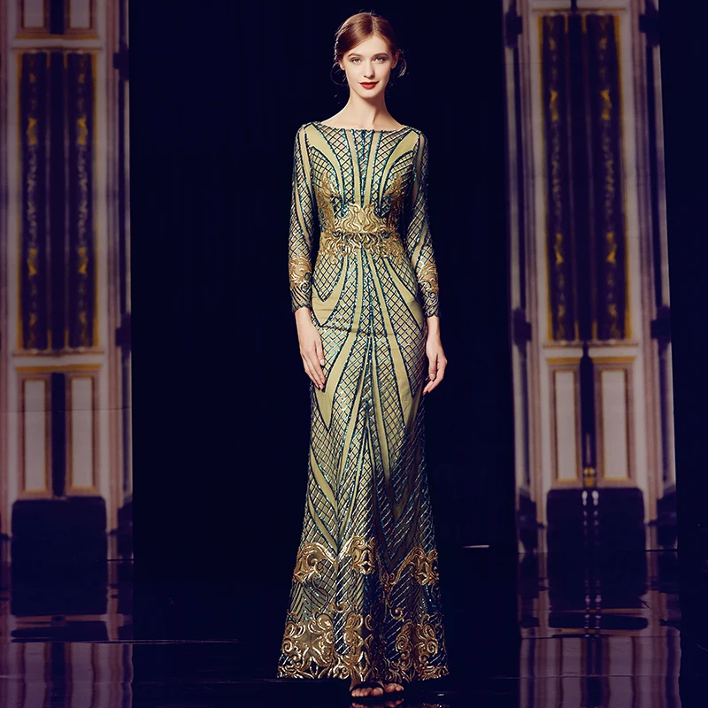 

tailor store green embroidery evering gown simple elegant green lace dress evening gown custom can make any style long dress