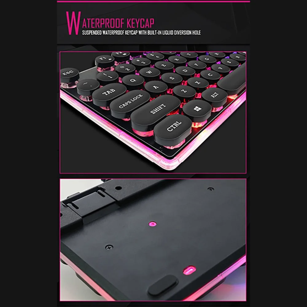 IMice AK-700 игровая клавиатура с подсветкой RGB Gamer для компьютера ПК ноутбука светодиодный ключ крышка s Клавиша доска USB Keybord