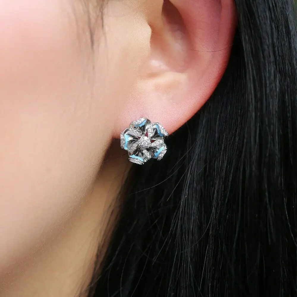 

1 Pair Trendy Crystal Flower Cartilage Earring Copper Zircon Stud Earrings Cute Ear Stud Piercing Ladies Korean Fashion Jewelry