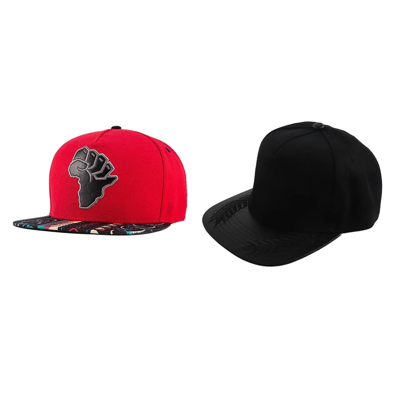 Wuke 2 шт новые бейсболки хип-хоп пшеничные кости черные мужские-обычная шляпа и красная Карта Африки