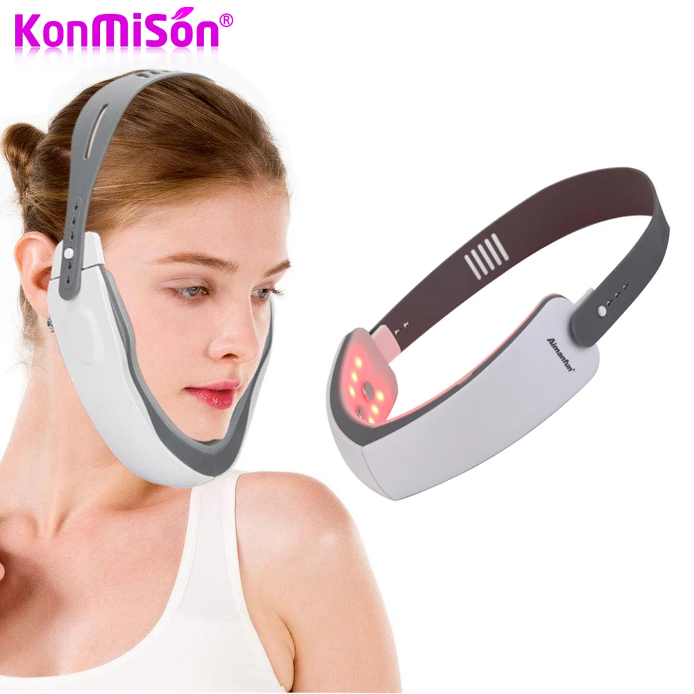 Chin Red Blue LED Photon Therapy Machine V Face Shaping Machine V‑Line Up Lift Belt Face Lifting Slimming Vibration Massage