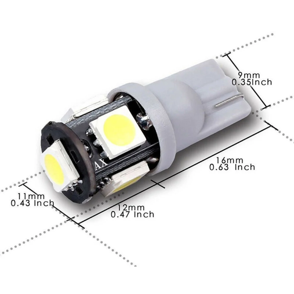 50 шт. супер белый T10 Клин 5 SMD 5050 W5W 194 168 2825 158 192 светодиодный лампы Грузовик светильник Системы светильник Инж