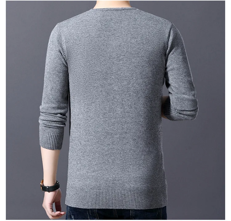 Осень/Зима 2019 новый мужской однотонный жаккардовый вязаный свитер с v-образным вырезом с длинными рукавами