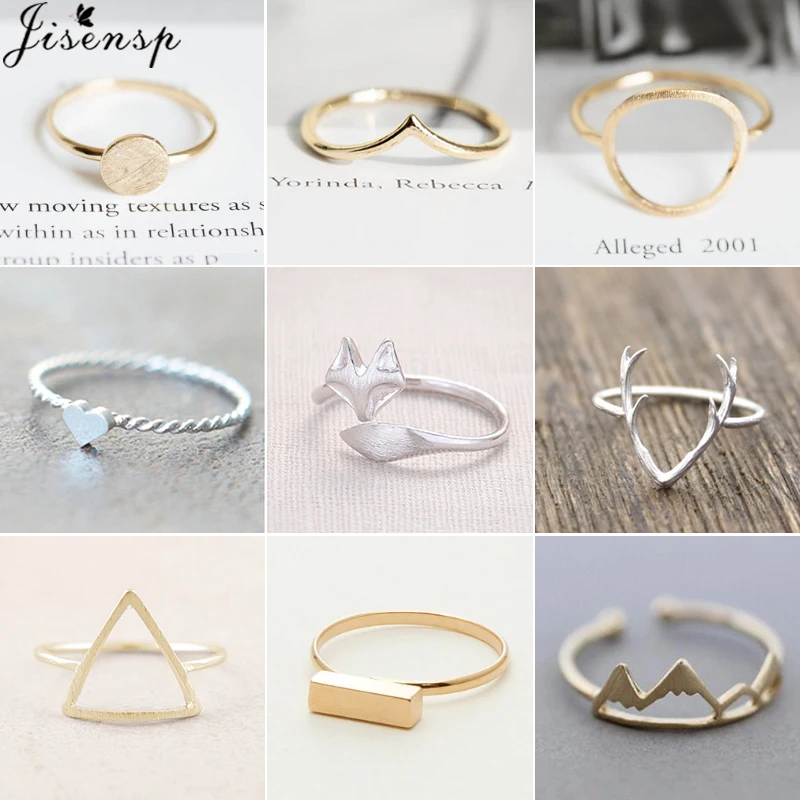 Jisensp Simple Gold Ring Geometric Wedding Rings for Women Jewelry Accessories Anel Karma Circle Knuckle Midi Ring Bijoux