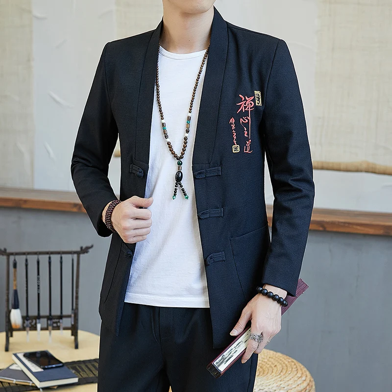 

2019 Autumn Kanji Embroidery Jacket Coat