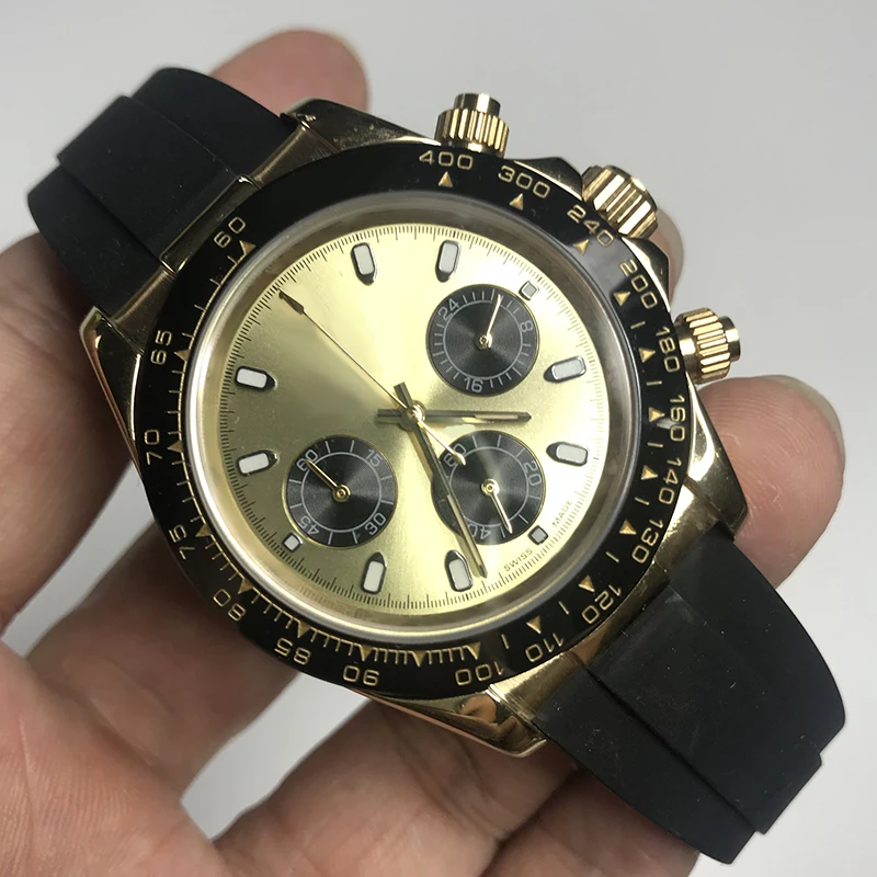 

17 types gold AAA luxury brand daytona style watch all small dials works Men Casual Male Watches Business Sports