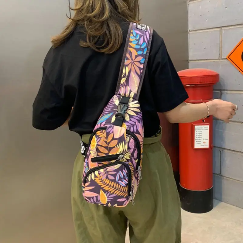 

Unisex Fashion Printing Flower Outdoor Sport Sling Shoulder Canvas Bag Multifunction Crossbody Chest Pack X7XC