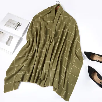 

65*185CM Plaid Scarf 2019 Winter Cashmere Scarf For Women Long Wool Pashmina Ladies Shawls Women Bandana Wraps Business Scarf