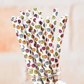 

200 pcs Colorful Smile Paper Straws Bulk-Cute Rainbow Colored Expression Birthday Baby Shower Party Drinking Restaurant Bar Fun