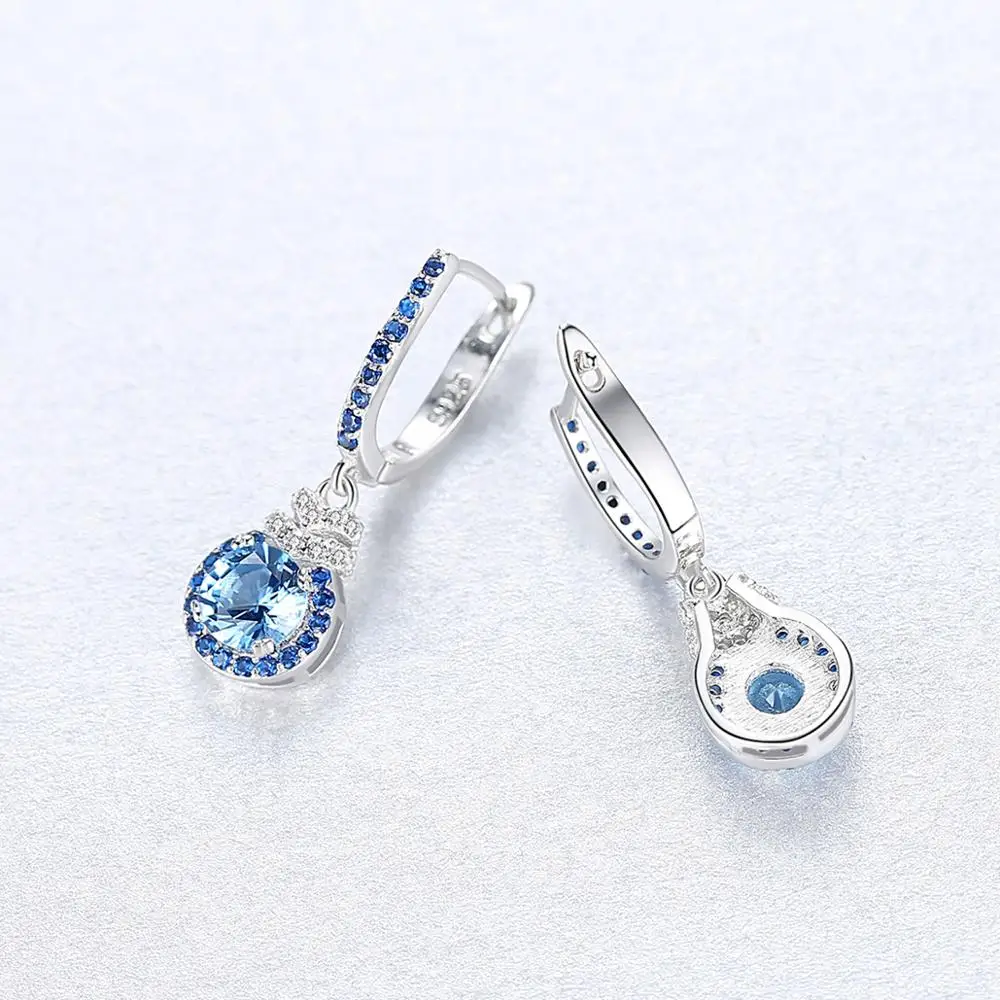 Piccoli orecchini a cerchio con pietre preziose blu per donne che frequentano feste Orecchini a forma di goccia d'acqua in argento sterling al 100% Amico s_voghion.com