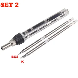 Portable Adjustable Temperature OLED Mini Electric Soldering Iron - 72W Soldering Station with BC2 Tip (With 2 pcs T12 tip)