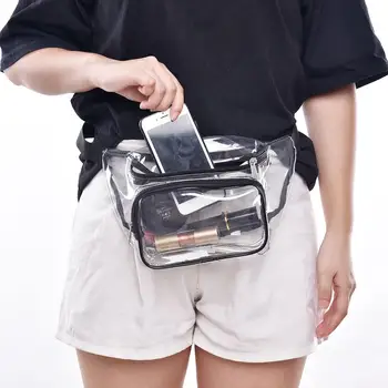 

Transparent Pockets PVC Waterproof Sports Pockets Gym Bag Stadium Approved Transparent Adjustable Strap Belt Bag