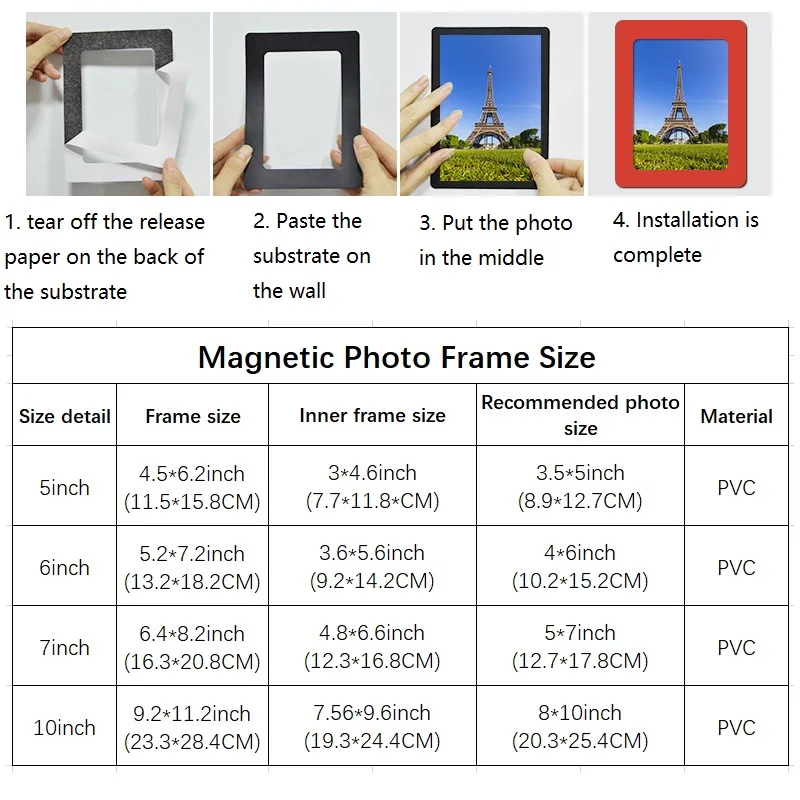 Магнитная рамка из ПВХ 4 цвета Однослойная двухслойная фоторамка 5 6 7 10 дюймов современный Декор для дома магнитная фоторамка