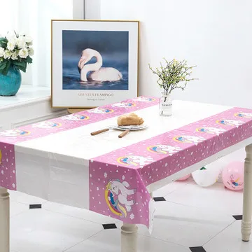 

Children Birthday Party Disposabh Ule Waterproof Pe Tablecloths unicorn Theme Cartoon Tablecloth Tablecloth Party Decoration