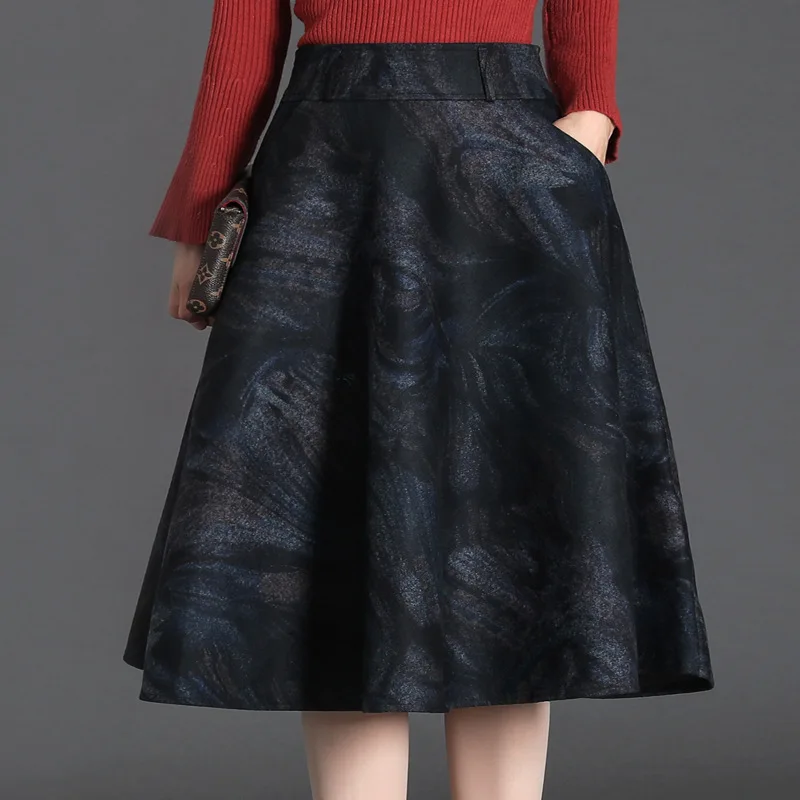 

Woolen Winter Skirt Children Autumn And Winter Mid-length High-waisted A- line Skirt Woolen Cloth Winter Big Skirt Long Skirts O