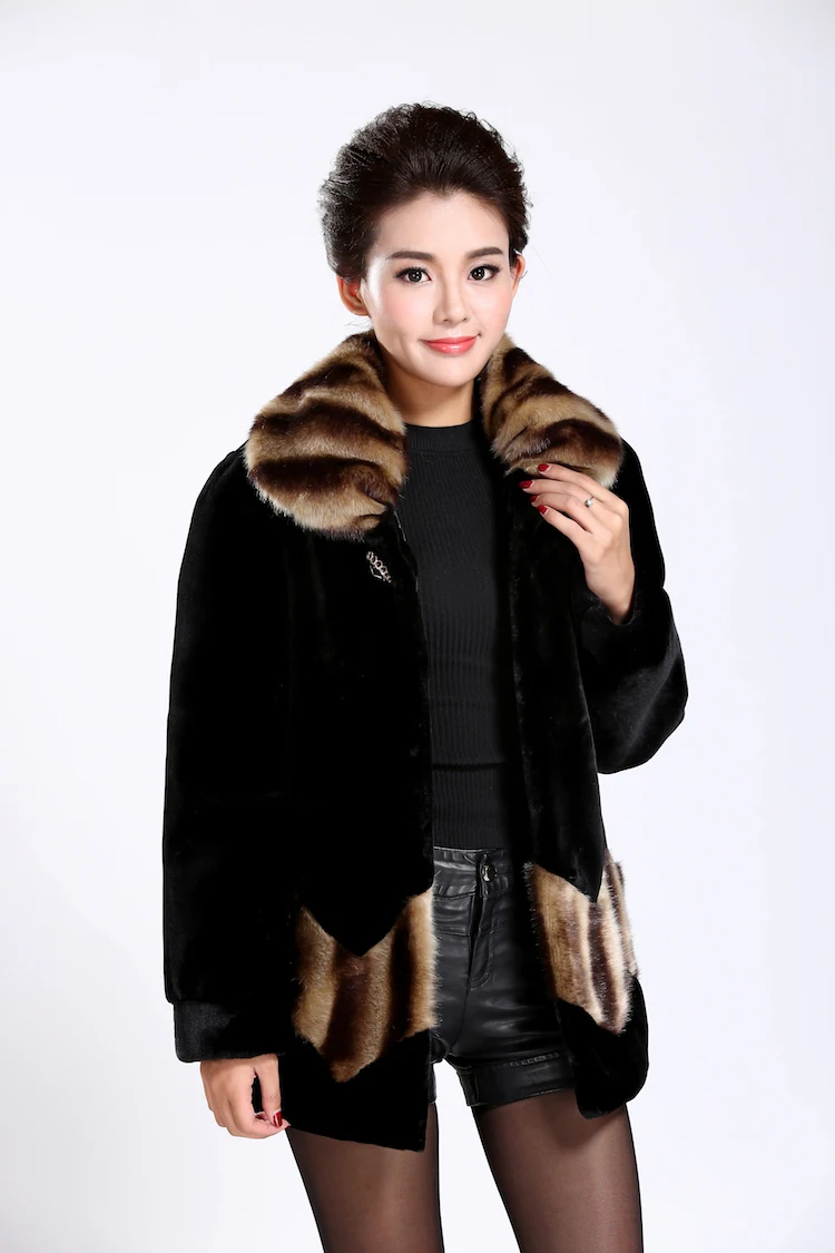 Middle age women clothing winter Vetement imitation fox mink fur coat long sleeve thick Fluffy faux fur jacket coat WR629
