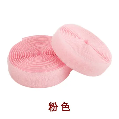 Magic Tape Self Adhesive Fastener Tape DIY Nylon Hook Loop Fastener Sticker Cable Ties Sewing Accessories No Glue 2CM*1M - Цвет: 20mm pink