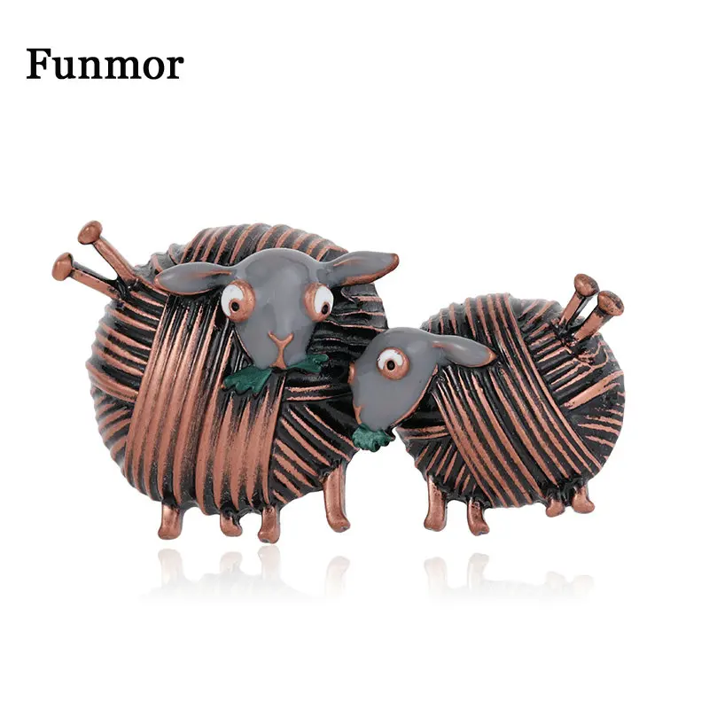 

Funmor Vintage Ball Of Yarn Sheep Brooch Cute Animal Pins Enamel Jewelry For Women Girls Daily Party Decoration Accessories Gift