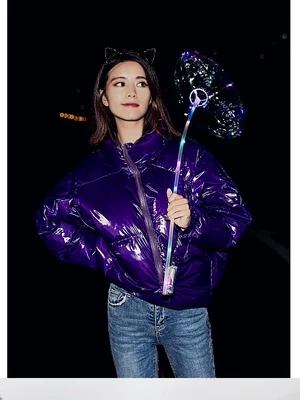 purple Новая модная Глянцевая верхняя одежда для женщин зимний теплый пуховик Куртка пальто женское короткое белое пуховое пальто с рукавом летучая мышь Черная Женская - Цвет: purple