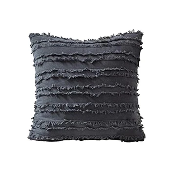 

Cushion Cover Floral Tassels Square Pillow Case Cotton Pillow Cover Home Decoration Sofa 45X45Cm -Gray