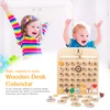 Nordic Wooden Calendar 2022 Early Learning Toys Date Weather Cognitive Art Ornament Wall Hanging Education Toy For Kid Room Gift 2