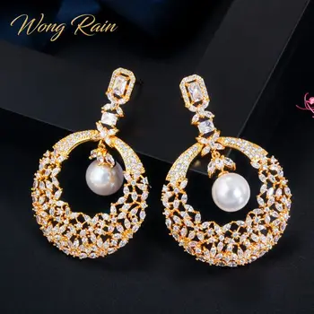 

Wong Rain 100% 925 Sterling Silver Freshwater Pearls Created Moissanite Gemstone Drop Dangle Earrings Fine Jewelry Wholesale